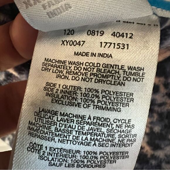 Columbia Reversible Floral Fleece Puffy Vest Girls XXS 4-5 Navy Blue EUC - Picture 7 of 7